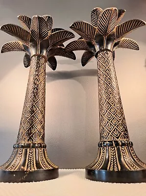 Candlestick Pair Palm Trees Metal 15  Tall Stunning Design • $59.97