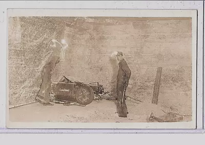 Real Photo Postcard RPPC - Miner's With Carbide Helmet Light • $24.99