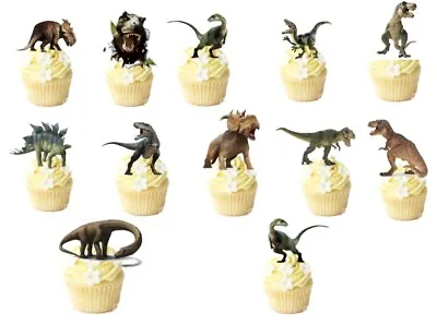 12  Dinosaur STAND UP Edible Cupcake  Topper Edible Decorations *Pre-Cut* • £3