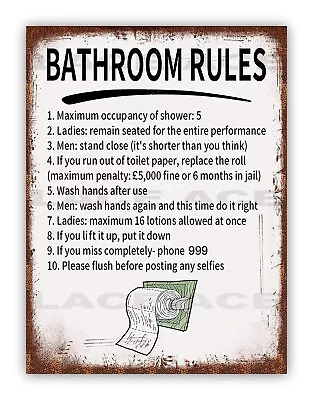 £3.99 • Buy Funny   Bathroom Rules   Metal Garage Sign Man Cave House Toilet