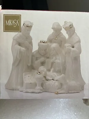 Mikasa Porcelain Nativity Figurine Holy Family Gold Trim Mary Joseph Baby Jesus • $22