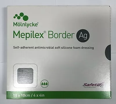 *5-Dressings/Box* Molnlycke Mepilex Border Ag Self-Adherent 4  X 4  395390 • $34.99