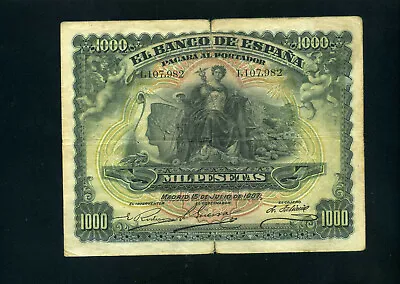 Spain 1000 1.000 Pesetas 1907 - VF • £623.32