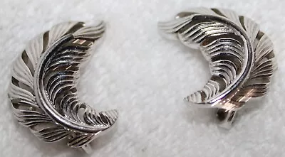 Earrings Crown Trifari SIGNED Silver Leaves Clip-on Vintage Estate RARE • $9.95