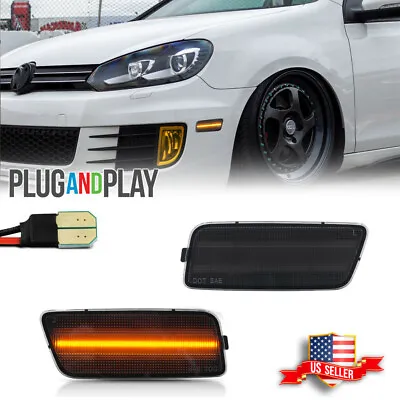 For 2010-2014 VW MK6 Golf GTI Front Amber LED Side Marker Light Lamp Smoked Pair • $29.99