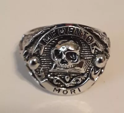 Silver Masonic Memento Mori Ring Size 10 Master Mason Para Bellum  • $5.99