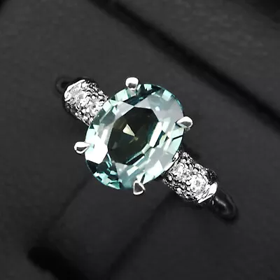 Invaluable Pale Green Sapphire Rare 2.10Ct 925 Sterling Silver Handmade Rings • $14.99