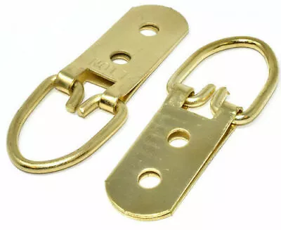 Picture Hanging Heavy Duty Hanger Brass Plated Mirror Frame Hook Eye Holes • £1.49