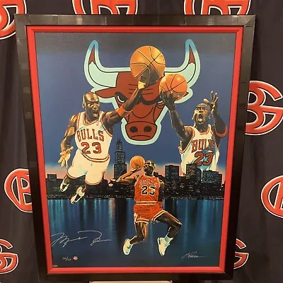 Michael Jordan Chicago Bulls Autographed Signed Canvas Frame LE 123/123 UDA • $8999.99