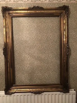 LARGE  Antique Style Gold Old Wooden Deep Picture Frame - Used • £70