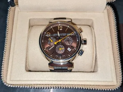 LOUIS VUITTON Tambour Q1121 Chronograph Brown Dial Automatic Men's Watch • $1599