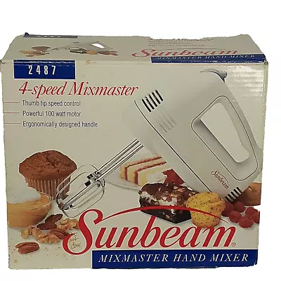 Vintage 1996 Sunbeam Mixmaster 4 Speed Corded Hand Mixer 100 Watt New Old Stock • $24.95