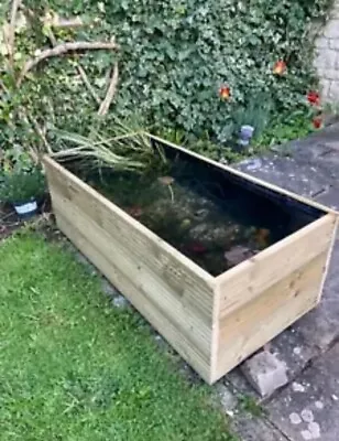 Garden Water Feature Raised Pond Wooden Aquatic Planter 110x53x39h Cm Ready2Use • £159