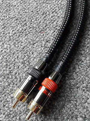 Van Damme - Monster Silver Plated OFC RCA Phono Cable Black Braided 0.25m 25cm • £13.99