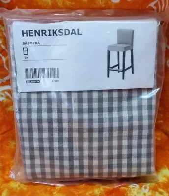 Ikea Henriksdal Smaller  Bar  Stool Covers Grey Check Fabric  X 4 Nip • $60