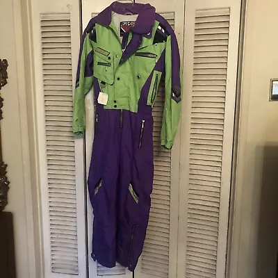 SPYDER One Piece SNOW SUIT Ski Bib Pants Vtg SNOWSUIT Men Size XS With Hood • $80