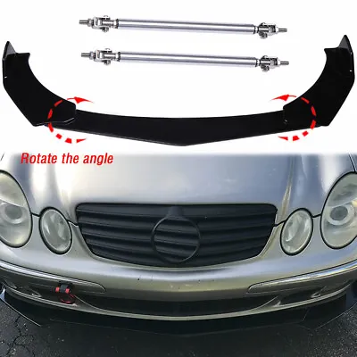 Front Bumper Lip Spoiler Splitter+Strut Rod For Mercedes-Benz E-Class E350 Sport • $65.65