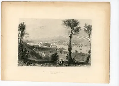W.H. BARTLETT AMERICAN SCENERY View From Mt. Ida  Litho Page From 1840 Book • $44.99