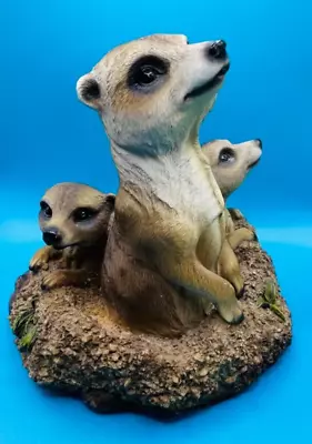 £2.99 • Buy Realistic Meerkats Family Ornament Statue Figure Of Mummy And Her Two Pups.