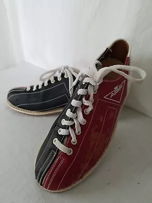 Vintage Trashed Leather AMF Bowling Shoes Red Black White Unisole Mens Size 6 • $39.99