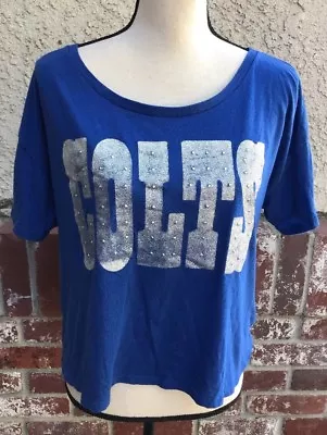 Victorias Secret Indianapolis Colts NFL Blue Embellished T Tee Shirt Small (ad7) • $12.75