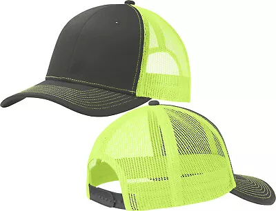 Men's Color Blocked Mesh Hat Structured Cap Mid Profile Snapback Headwear NEW! • $12.99