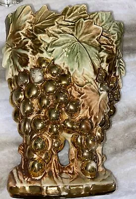 Vintage Mccoy Vase 1920's - 1950's Grape Clusters Gold Gilt • $29