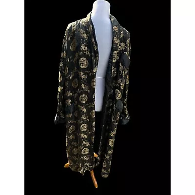 Vintage Chinese Satin Silk Brocade Embroidered Long Smoking Robe House Robe Mens • $275