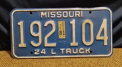 Vintage Missouri 1979 Style License Plate Blue 24 L Truck 1981 Sticker # 192 104 • $10.19