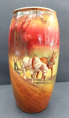 £70 • Buy Royal Doulton Vase - Horses And Ploughman - Artist Signed H. Morrey. Early 1900s
