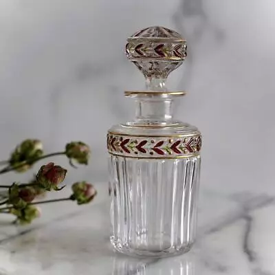 Saint Louis #1 Pretty Old Saint-Louis Laurier Gold Enamel Crystal Perfume • $424.33