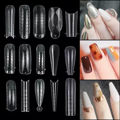 120Pcs Poly Nail Gel Extension Mold Tips Nail Art Dual Quick Building Forms Tool • $9.56