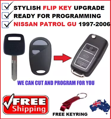 Transponder Remote Flip Car  Key Suitable For NISSAN PATROL GU  1997-2006 FOB • $57.95