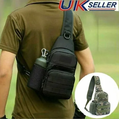 Men Small Chest Bag Pack Travel Sport Shoulder Sling Backpack Cross Body Outdoor • £9.39