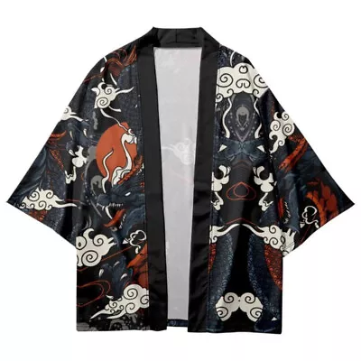 Ladies Men Top Shirt Kimono Cardigan Jacket Coat Bathrobe Japanese Style Casual • $26.11