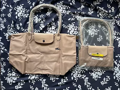 LONGCHAMP Le Pliage Tote Large Bag Foldable BNWT Made In France Light Beige  • $200