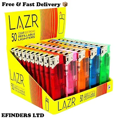 10 Electronic Lighters Refillable Gas Child Safety Adjustable Flame In 5 Colours • £4.96