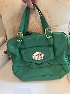 $39.99 • Buy Green Leather  Emma Fox Purse Handbag  Gold Hardware Satchel