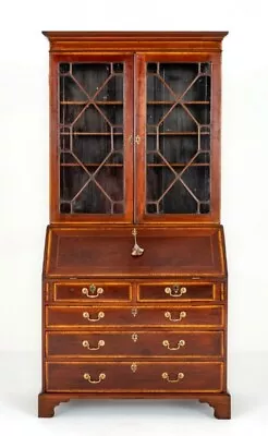 Georgian Bureau Bookcase Period Mahogany Desk • $3050