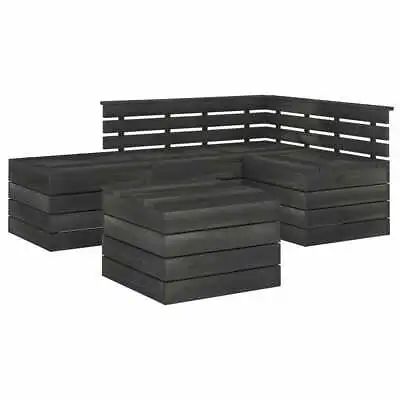 Patio 5x Garden Pallet Lounge Set Outdoor Furniture  Pinewood Dark Grey • £380.90