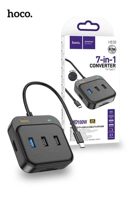 $39.99 • Buy HB38 USB HUB Type-C Easy Link 7 In 1 Multiport Adapter HDMI SD TF 4 Port Mac PC