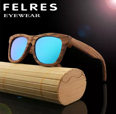 $8.68 • Buy Handmade Zebra Wood Polarized Sunglasses Retro Square Wood Frame Glasses New