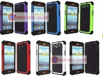 Dual Layer Premium Hybrid Deluxe Hard Case Cover For Samsung Galaxy S3 SIII USA • $23.36