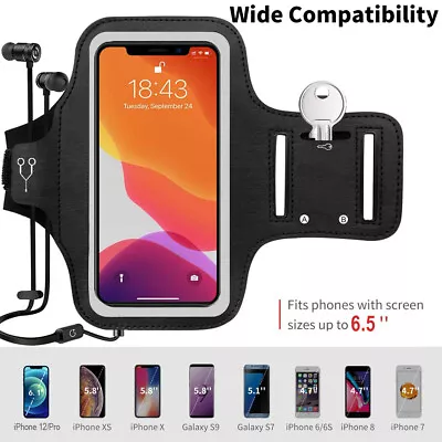 $23.99 • Buy Phone Armband Sleeve With Headphone Hole And Key Pocket, Fits Small/Large Arms