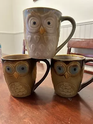 SET OF  3 Vintage GIBSON OWL MUGS • $12