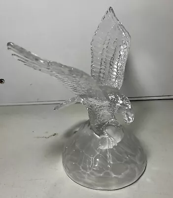 Crystal Flying Eagle Figurine France Cristal D'Arques 7.75”H Frosted Base L1 • $25.39