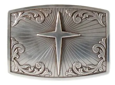 Nocona Western Mens Belt Buckle Rectangle Cross Silver 37031 • $26