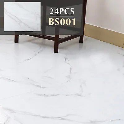 £42.99 • Buy 5 M² Floor Planks Tiles White Marble Effect Square FLooring Self Adhesive Vinyl