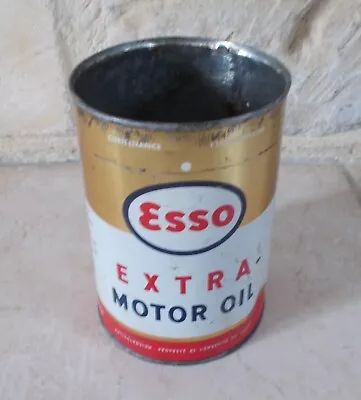 Vintage ESSO EXTRA Motor Oil Can 1 L Auto Old Antique France Petroleum #2 • $36.85