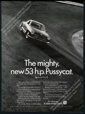 1966 VW Volkswagen Karmann Ghia Photo 53 Hp Pussycat Vintage Print Ad • $8.09